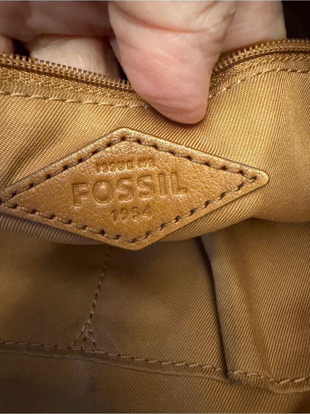 Fossil Cream & tan leather textured Crossbody with Tan Leather Trim & canvas - Picture 13 of 16